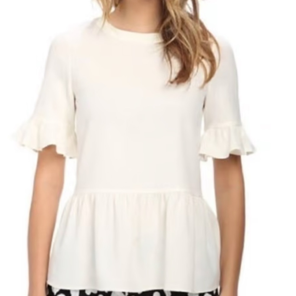 Kate Spade ♠️ Cream Ruffle Hem Blouse